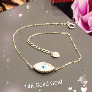 Blue Evil Eye Turkish Nazar Greek Eye 14K Gold